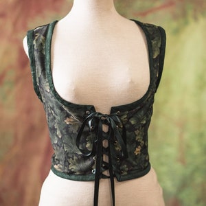 Renaissance bodice, Oak leaves cottagecore style  corset vest, Druid dnd Wench regency steampunk