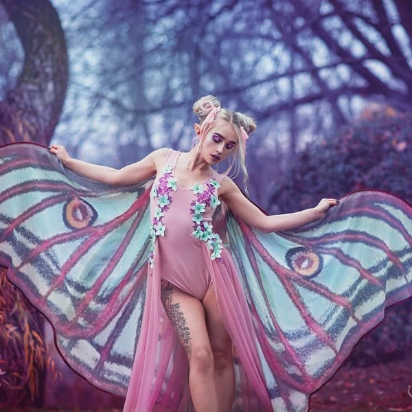 Luna moth cape dance wings costume adult Spanish luna moth cape chiffon belly  halloween burning man