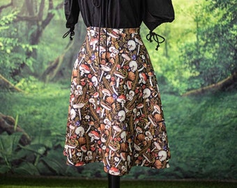 Falda de setas en negro y marrón Falda skater inspirada en Cottage Witch