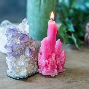 Crystal Candle - amethyst geode form - Green Tea Scent - Party Favors