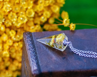 Necklace Real Flower Jewelry Pendulum Necklace Resin Necklace Real Flower Necklace Resin Jewelry pressed flower jewelry