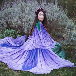 Flower cape floral cloak Violet Petunia scarf shawl purple lavender poncho convertible skirt