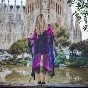 Kimono Nebula Robe Hippie Boho Celestial Festival Fashion Beach cover up Bohemian festival Oversized kimono Summer boho jacket