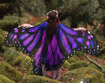 Long Purple Pink Butterfly Fairy wings costume adult dance bridal fantasy Festival Clothing