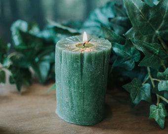 Green Log Candle - tree log form -  Cedar wood Scent - Party Favors