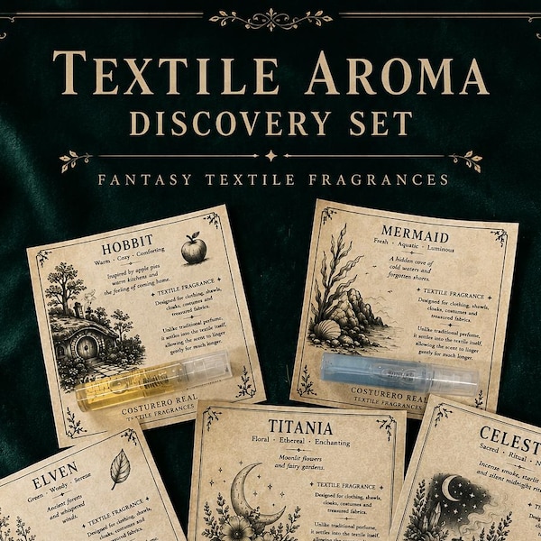 Set de descubrimiento de fragancias de fantasía / Muestras de perfumes textiles artesanales / Explora siete mundos imaginarios