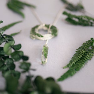 Fern necklace resin necklace Geode slice resin pendant crystal point im green pressed flower jewelry image 3