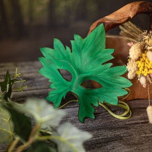 Leather Mask Druid Leaf Maple autumn natural wiccan masquerade Green Man image 7