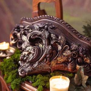 Elven corbel for wall decoration Shelf Candle Holder wooden Elvish Medieval Gold Resin bookend vintage greenman decoration image 1