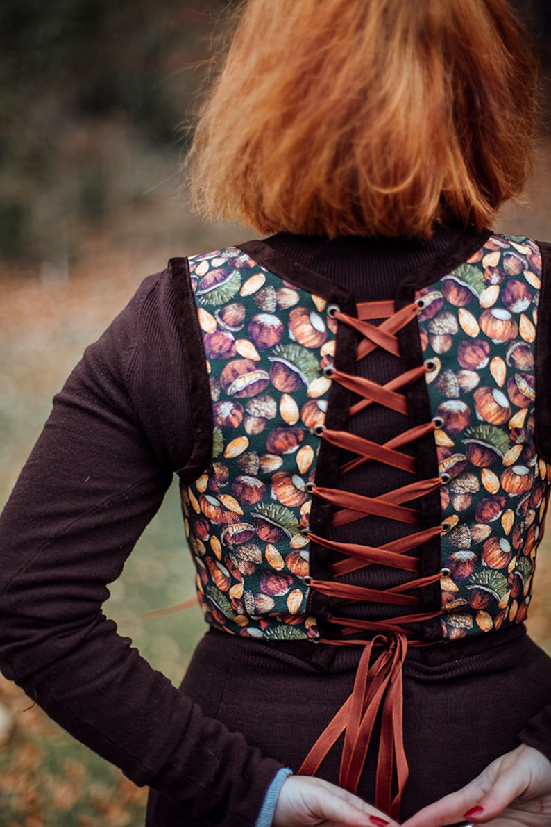 Hobbit Bodice Chestnuts Autumn Renaissance Corset Flowers - Etsy