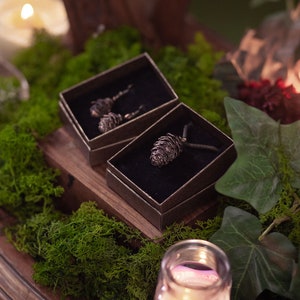 Pinecone set Flower Earrings, Resin Flower Earrings, Silver, Resin Jewelry, Natural Jewelry, mum gift image 3