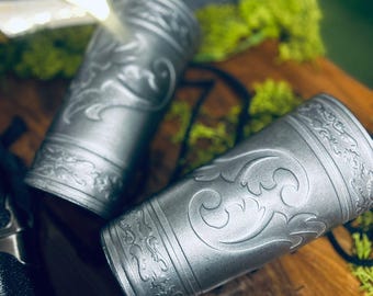 Fantasy Armor Bracers – Medieval Corset Arm Armor, Adjustable Leather Cuffs, Warrior Elf Costume, Renaissance Faire Accessories