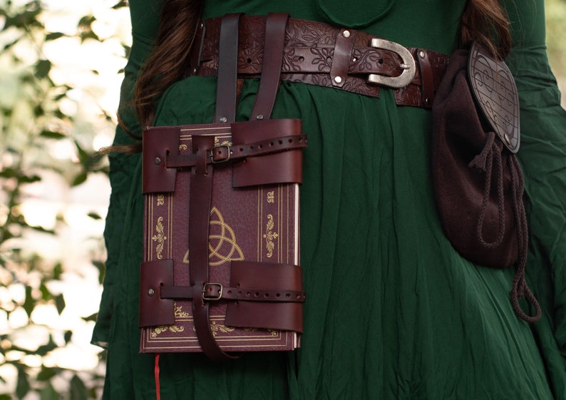 Book Holder larp leather book bag book lover gift waist book Holster Book of shadows spell book witchcraft image 4