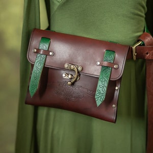 Leather belt bag Medieval pouch hip bag for LARP Elven Druid Steampunk druid accessories ren faire image 1