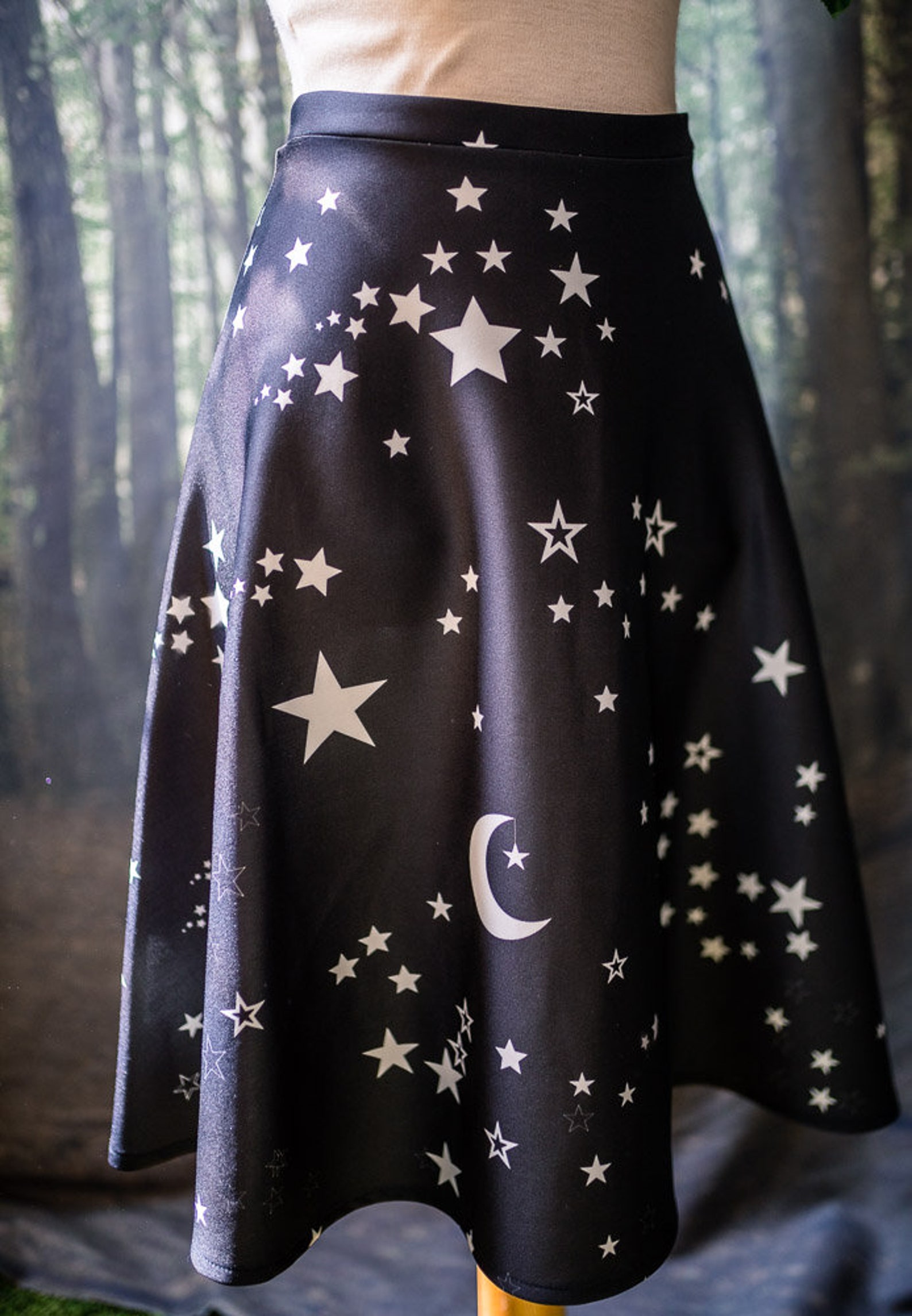 Stars and Moons Skirt in Black and White Celestial Witch - Etsy