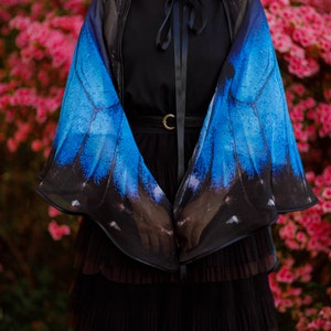 Blue Morpho Butterfly cape wings Butterfly Wings Blue Morpho scarf Festival Clothing image 5