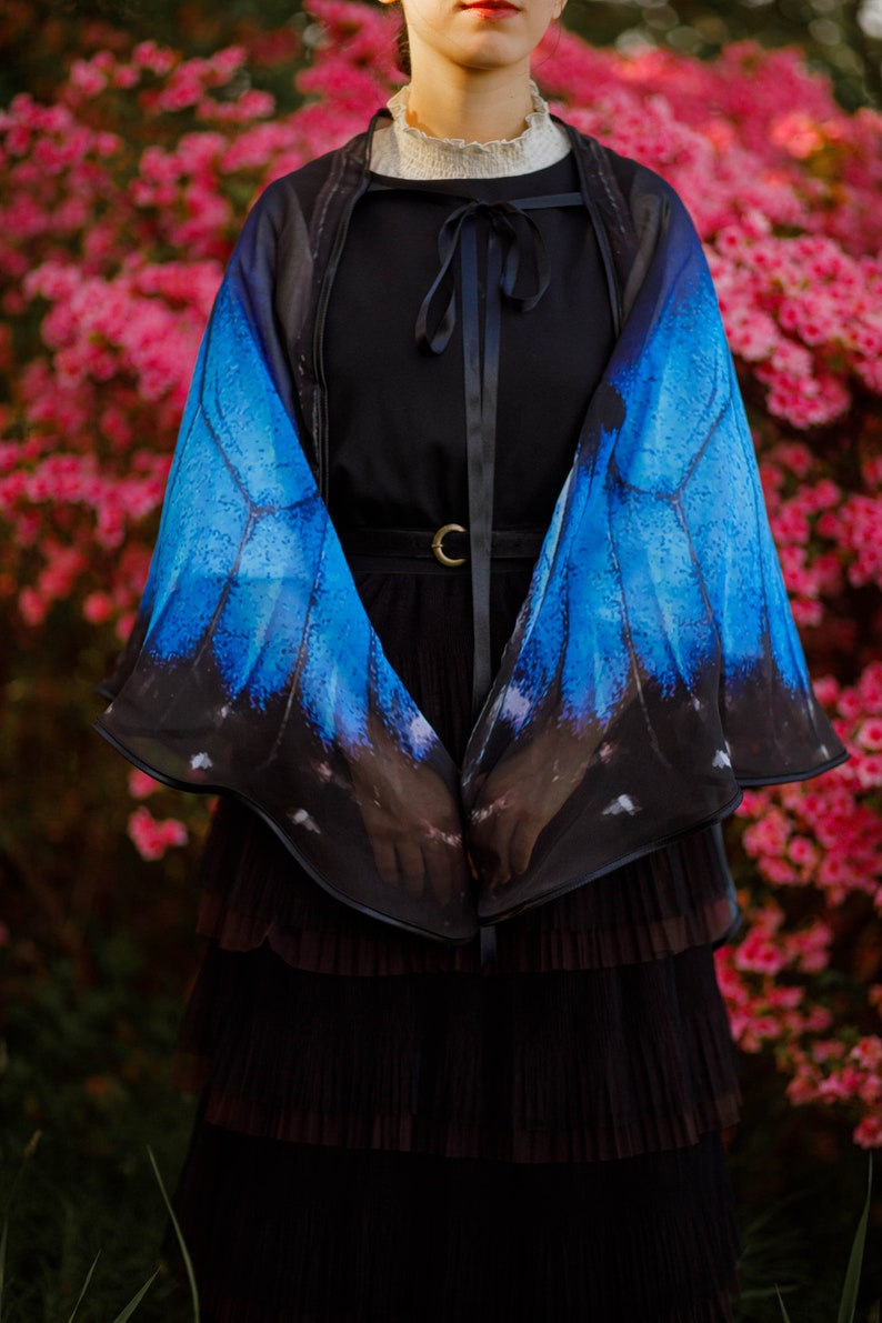 Blue Morpho Butterfly cape wings Butterfly Wings Blue Morpho scarf Festival Clothing image 5