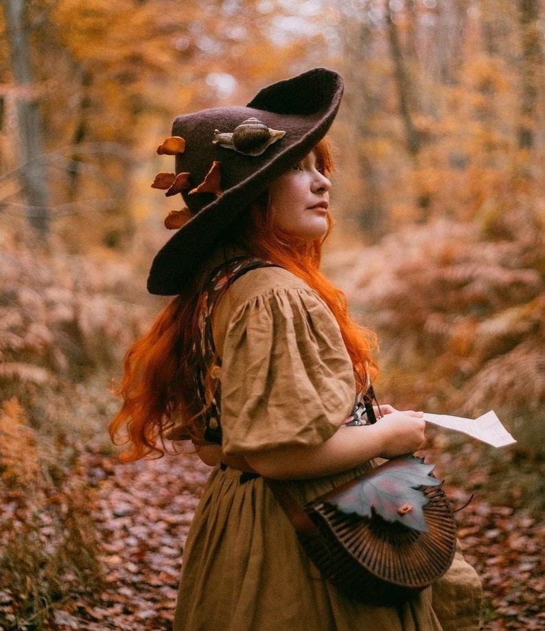 Forest Witch Hat With Mushrooms and a Snail Forest Wizard Hat - Etsy