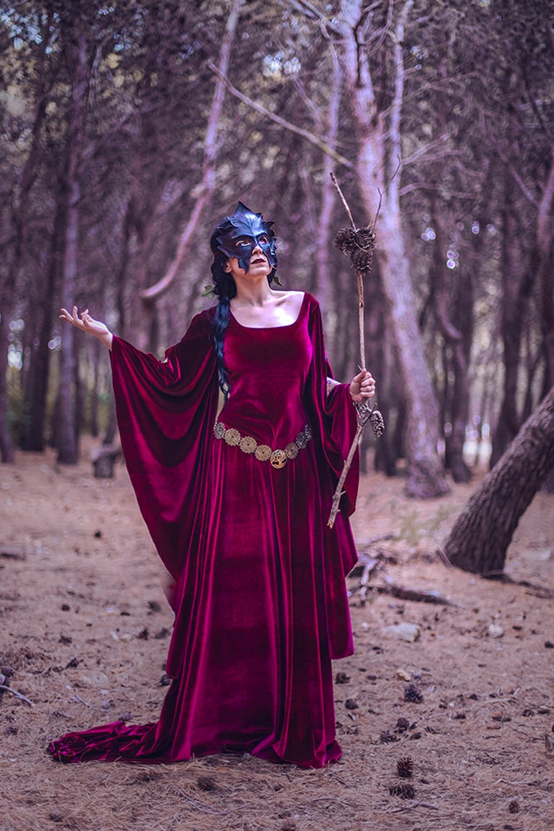 burgundy medieval dress