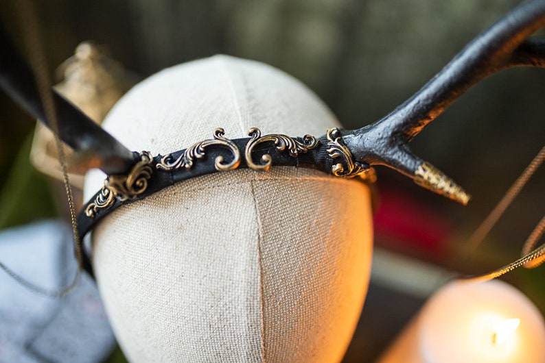 Gothic antlers headband Satyr horns Horn Headband Burning Etsy
