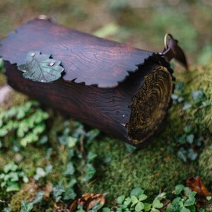 Log bag wood and leather nature form Druid witch inspired handbag shoulder bag goblincore cottagecore image 8