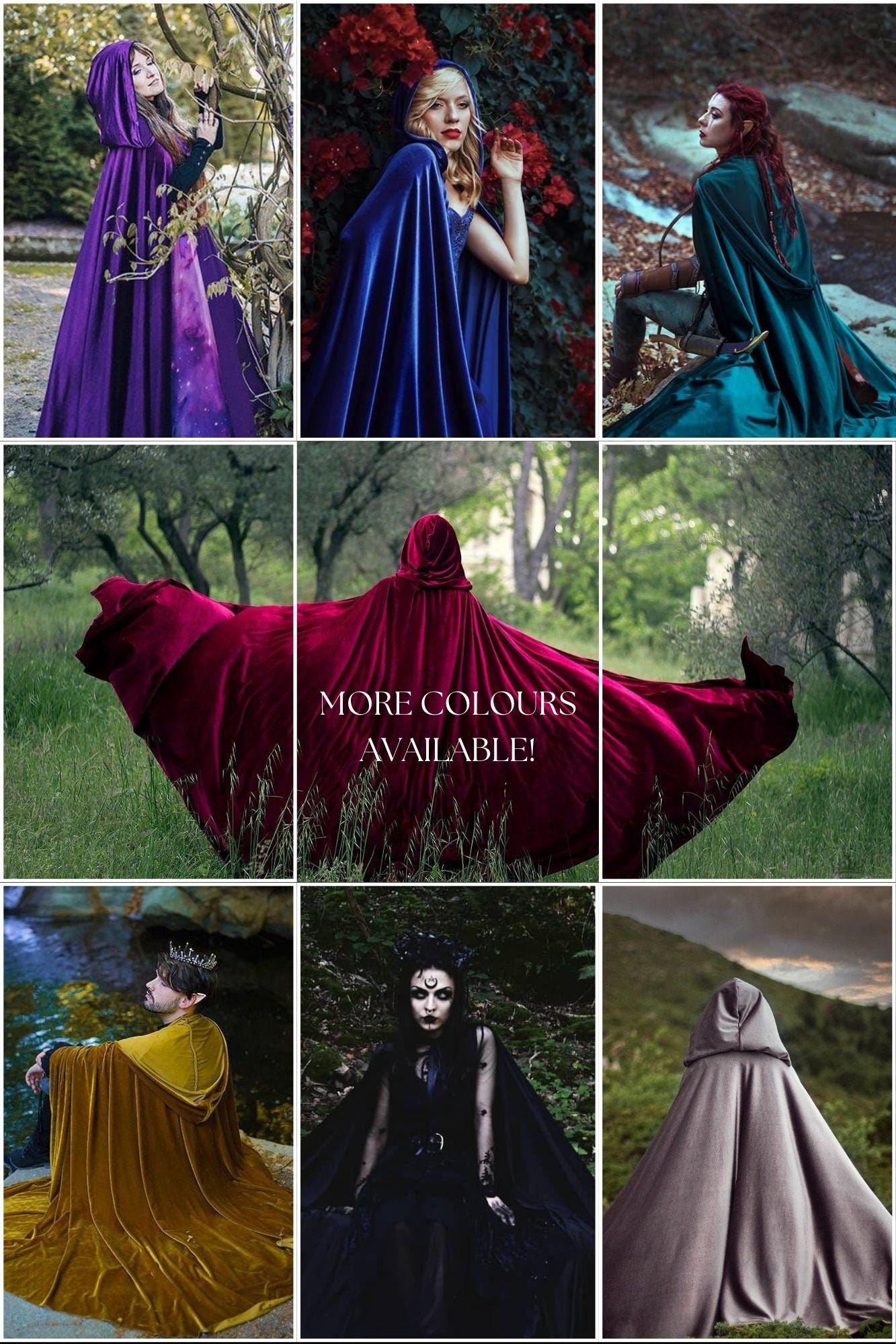 Cape Médiévale Verte à Capuche Pour Femme – Velours Renaissance (adulte)