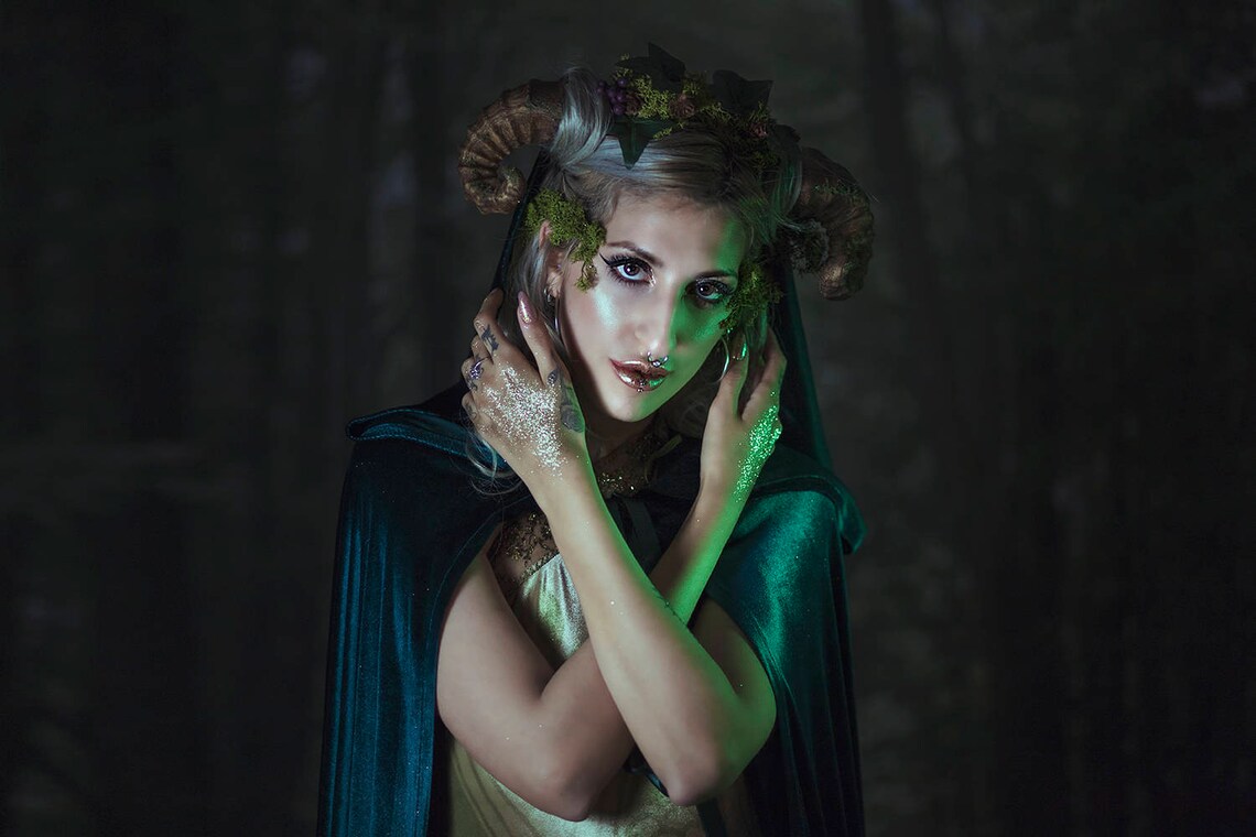 Faun Horns Headdress Druid Ram Horn Headband Woodland Cosplay Etsy