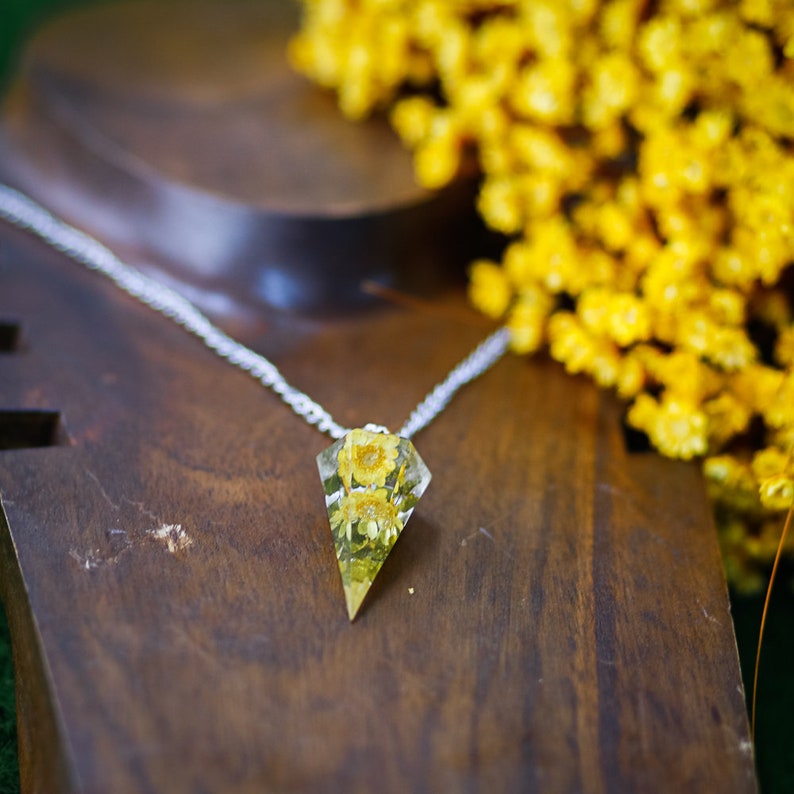 Necklace Real Flower Jewelry Pendulum Necklace Resin Necklace Real Flower Necklace Resin Jewelry pressed flower jewelry image 8