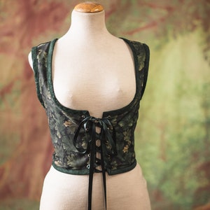Renaissance bodice, Oak leaves cottagecore style corset vest, Druid dnd Wench regency steampunk imagem 1