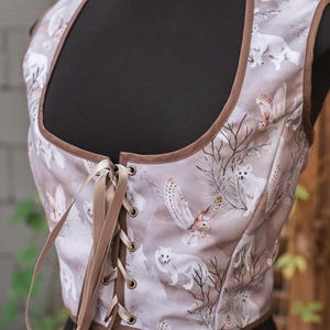 Fox bodice, Winter fairytale style Renaissance corset flowers cottagecore style  corset vest, Wench regency steampunk