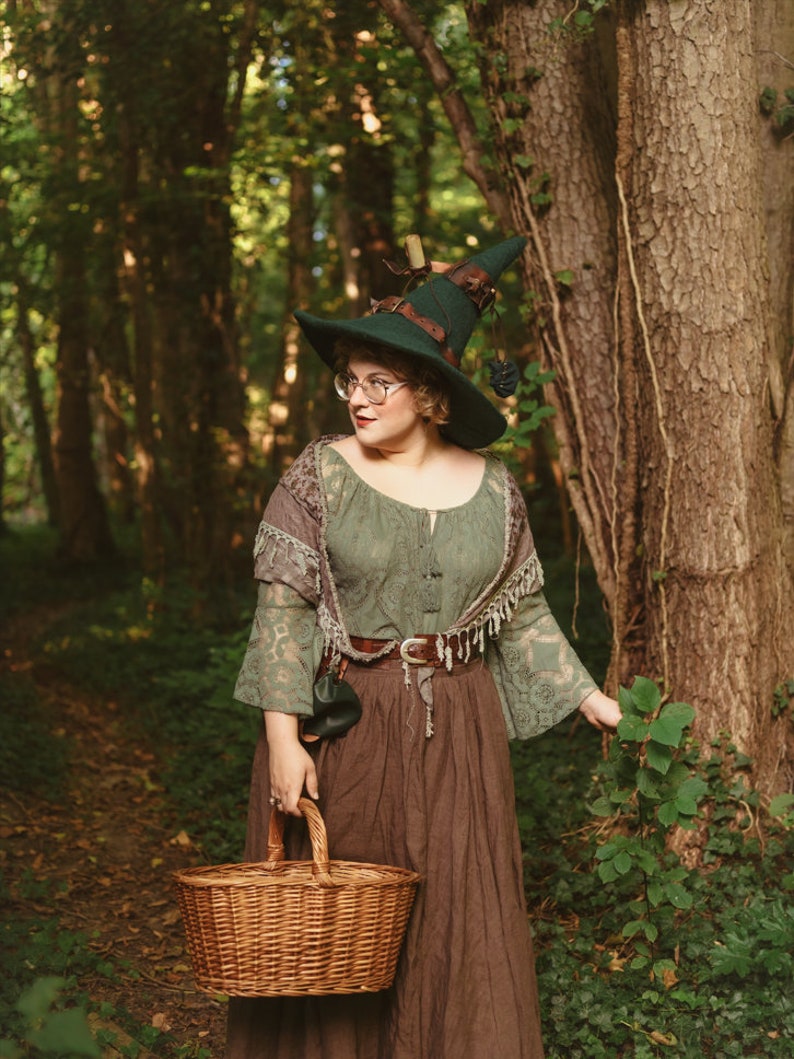 Alchemist witch hat adventurer larp magician forest wizard hat felted hat wool Halloween costume witch costume larp hat image 6
