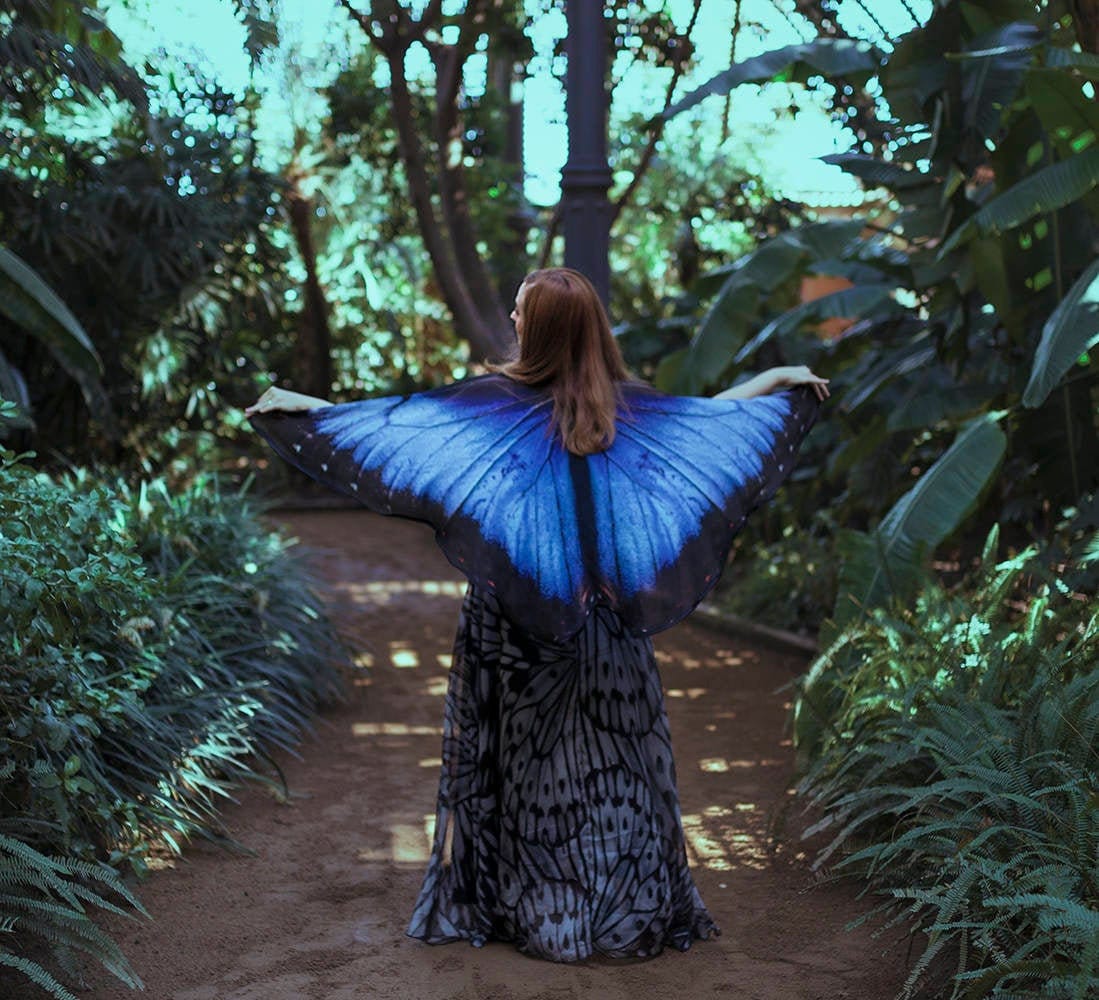 Blue Morpho Butterfly Cape Wings Butterfly Wings Blue Morpho Scarf Festival Clothing Etsy