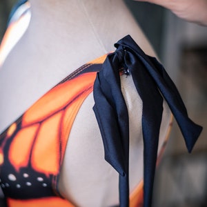 One Piece Swimsuit Beach Outfit Laced like a corset adjustable Monarch butterfly image 7