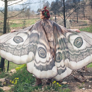 Disfraz de alas de polilla, capa de mariposa, alas de hada, ropa de festival, disfraz de polilla de hombre ardiente