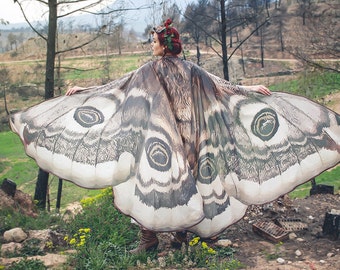 Moth wings costume  butterfly cape fairy wings festival clothing  burning man moth costume