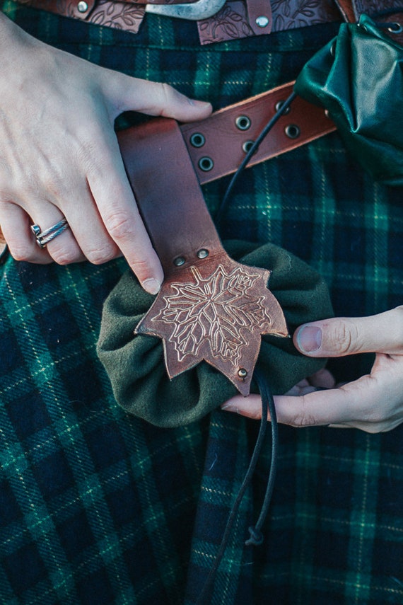 Leaf Leather Belt Bag Elven Medieval Celtic Pouch Hip Bag for | Etsy