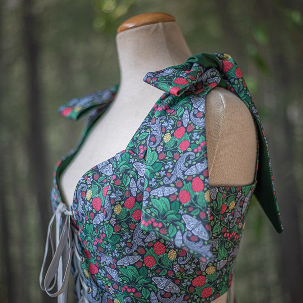 Haut de fleur style Hobbit, corsage corsage en forme de coeur gilet corset de style cottagecore, steampunk régence Wench