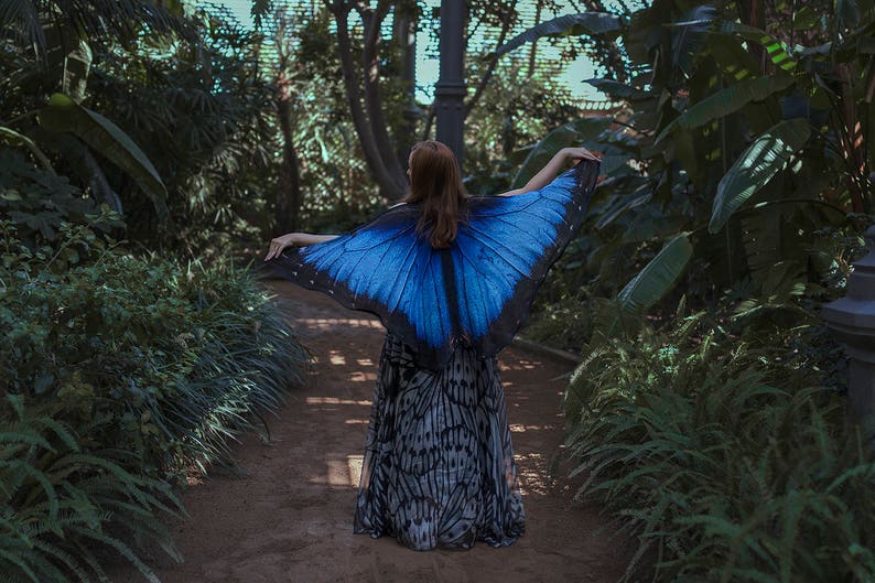 Blue Morpho Butterfly cape wings Butterfly Wings Blue Morpho scarf Festival Clothing image 9