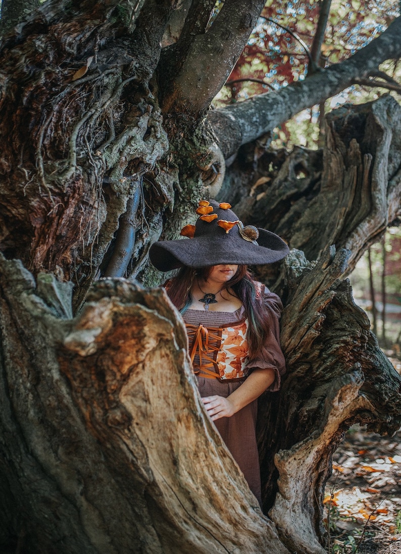 Forest Witch Hat With Mushrooms and a Snail Forest Wizard Hat - Etsy