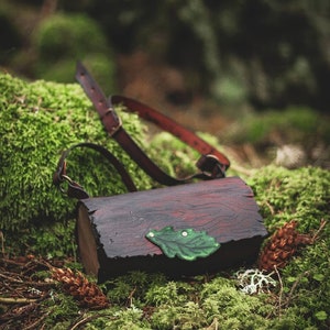 Log bag wood and leather nature form Druid witch inspired handbag shoulder bag goblincore cottagecore image 7