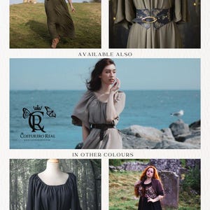 Grünes Caqui Chemise Kleid - Renaissance Bauernkostüm, Cosplay Bild 2