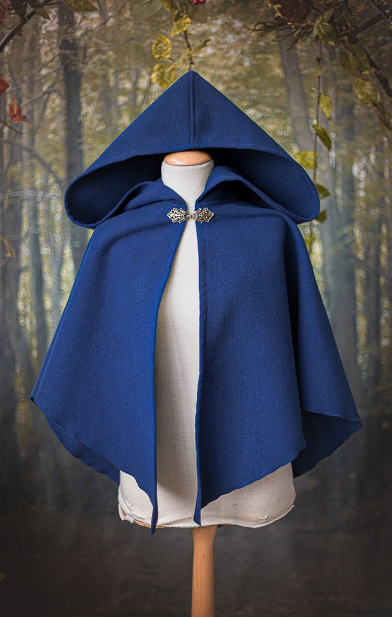 Blue Riding Hood Short Cape Stole Vegan Wool Capelet Stole Etsy