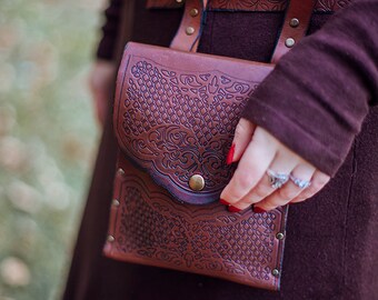 Leather belt bag Medieval pouch hip bag for LARP Alchemist Druid Steampunk