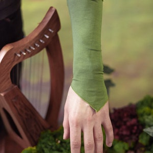 Elven cuff Pair of Arm Warmers Green Gauntlets Bracers image 8