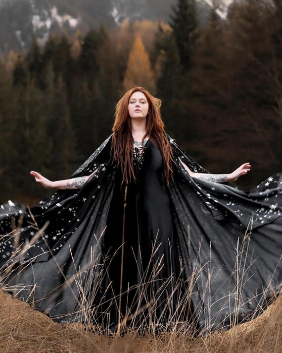 Celestial coven top hooded velvet dress