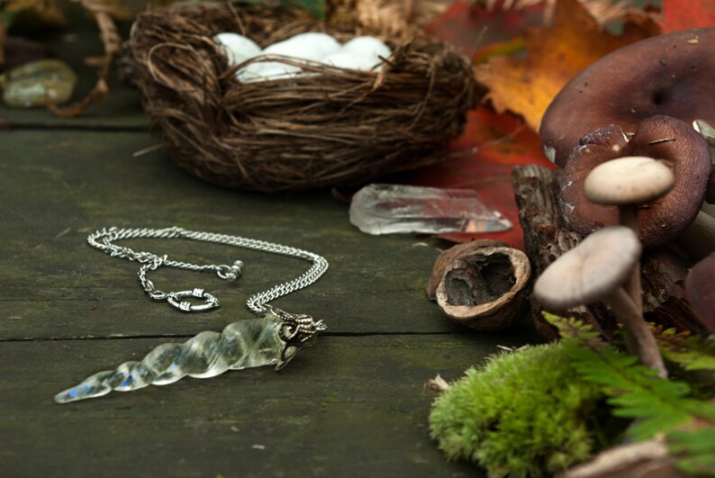 Unicorn horn necklace clear pendant magical fantasy Legend Etsy