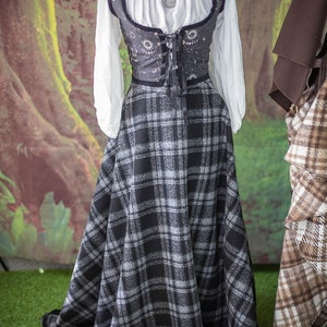 Tartan Skirt in dark grey Outlander inspired historical scottish Edwardian tartan maxi skirt image 8