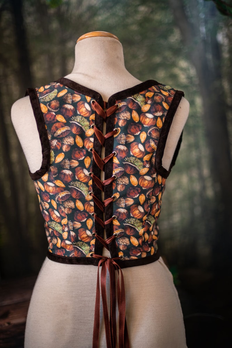 Hobbit Bodice Chestnuts Autumn Renaissance Corset Flowers | Etsy