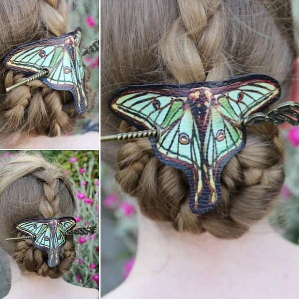 Barrette à cheveux Luna espagnole Moth en cuir végétalien