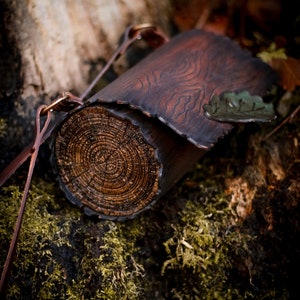 Log bag wood and leather nature form Druid witch inspired handbag shoulder bag goblincore cottagecore image 5